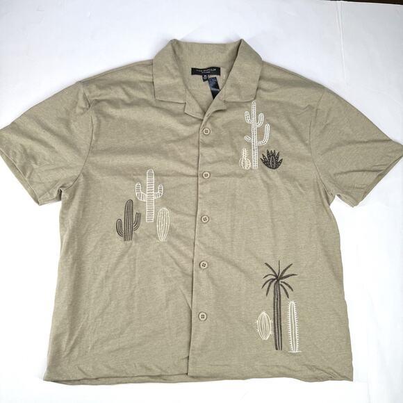 Vox Populi Men’s M Short Sleeve Button Up Cactus Desert Collared Camp Shirt NWT - Picture 1 of 5